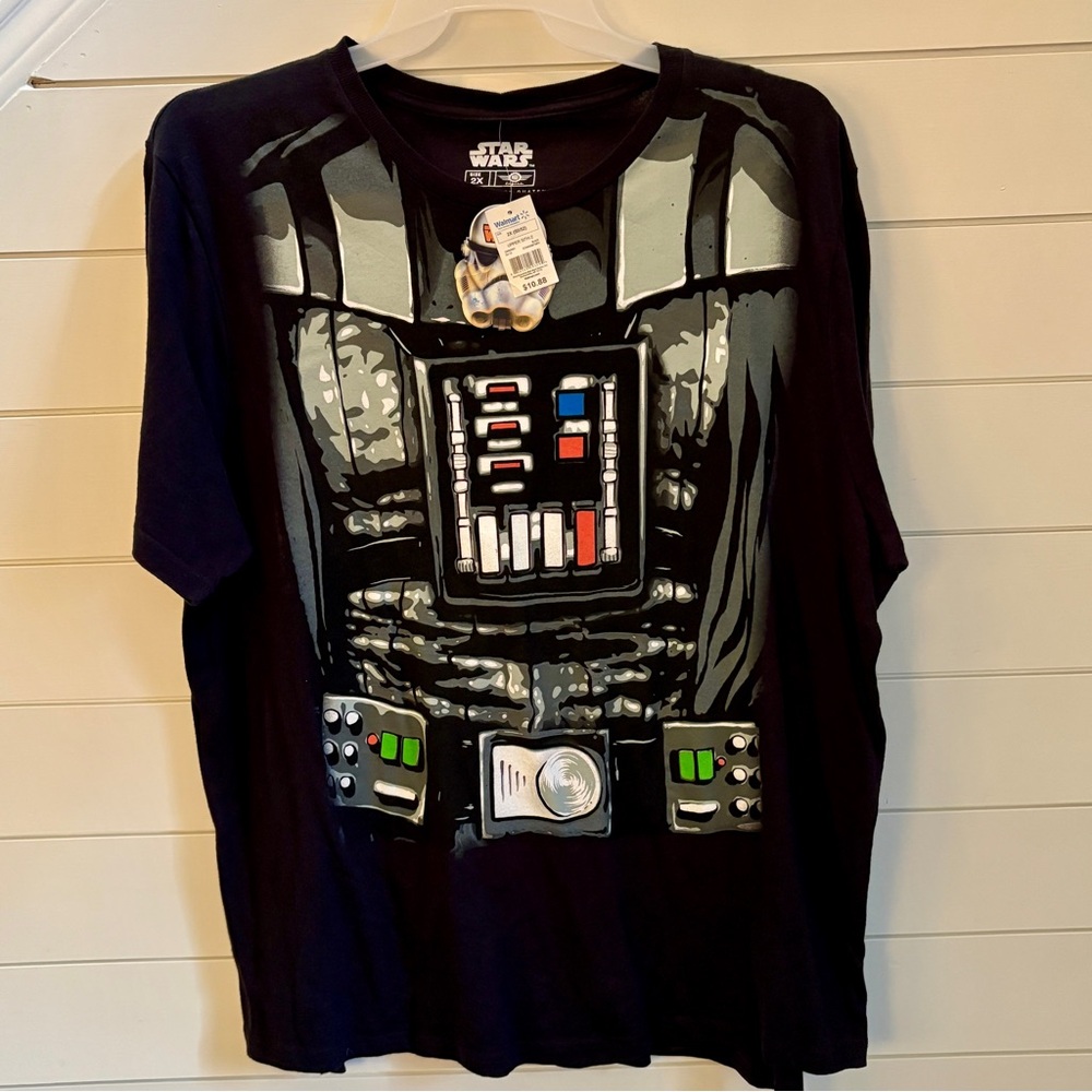NWT Star Wars Darth Vader Black Adult XXL T-Shirt with Velcro Cape Costume